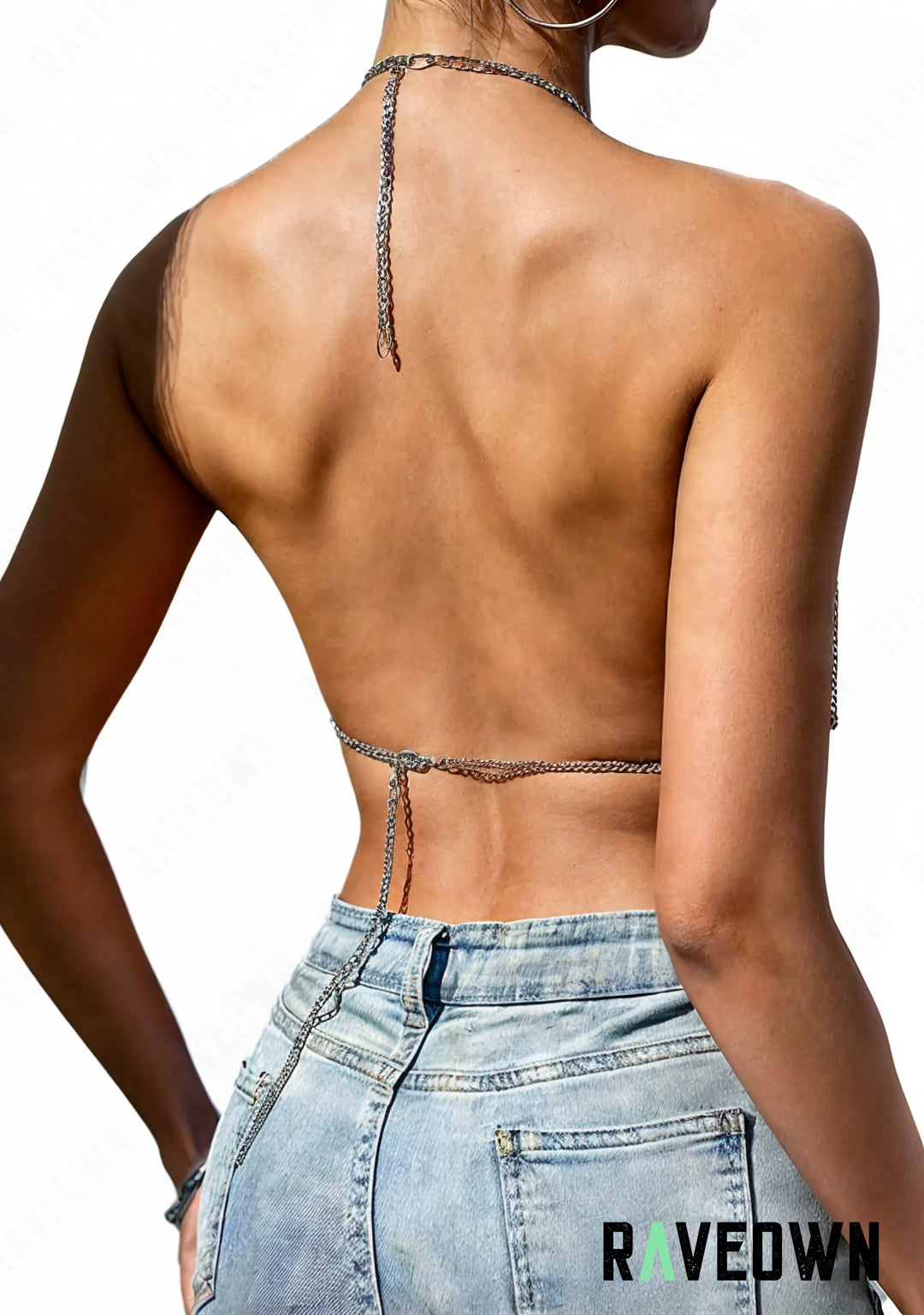 Crop Top Scintillant Chaînes | MOON SILVER