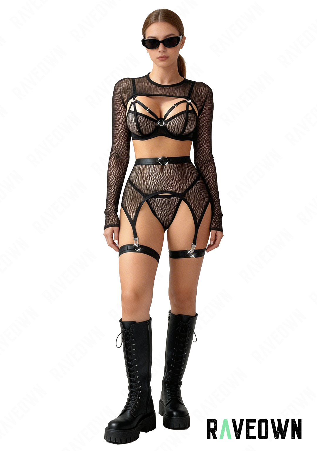 Ensemble Lingerie Noir en Mailles | EchoRave