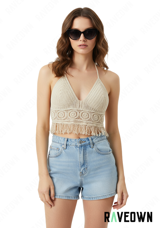 Top femme Crochet à Franges | Hippie BOHO