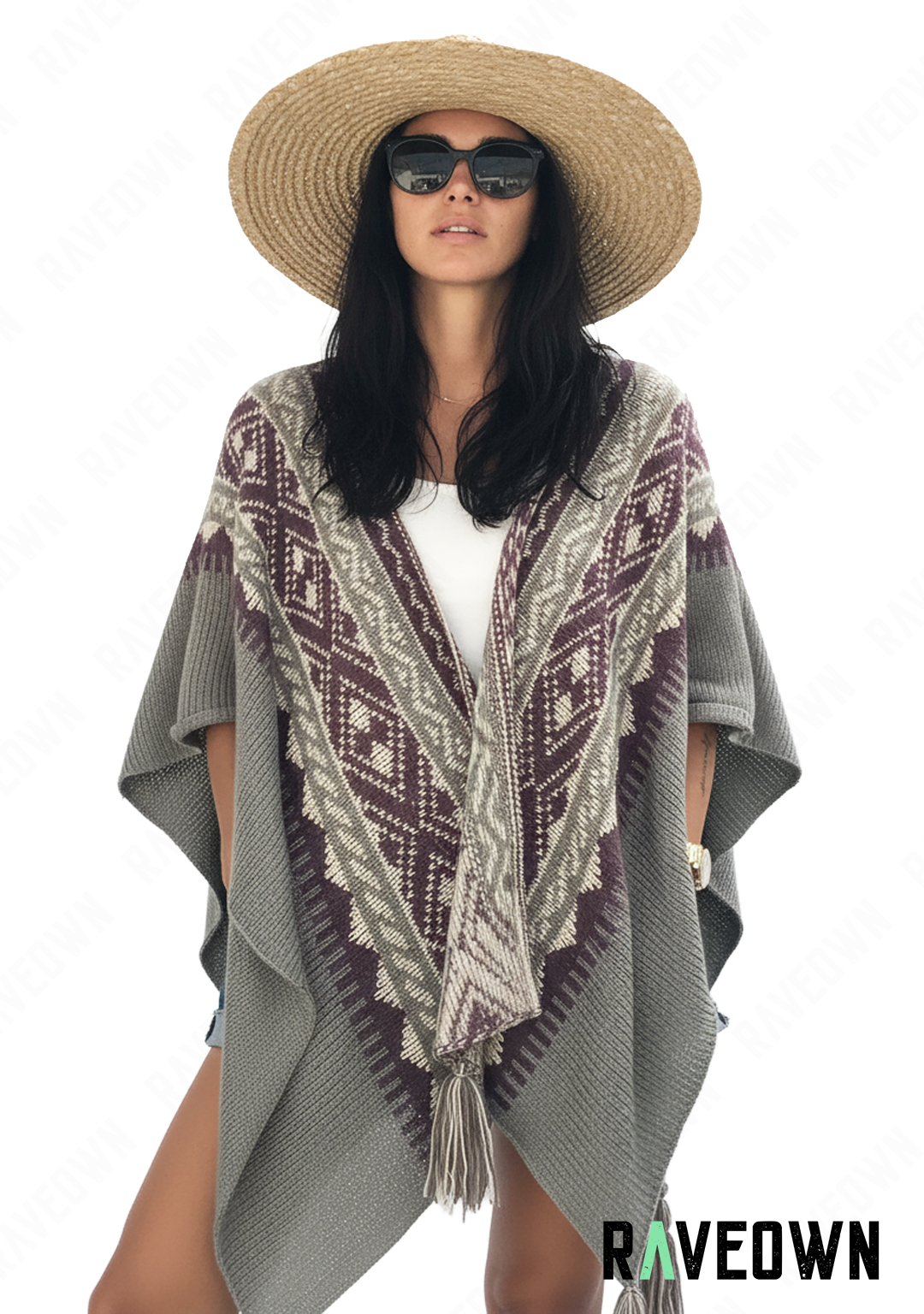 Poncho Femme Gris | Hippie BOHO