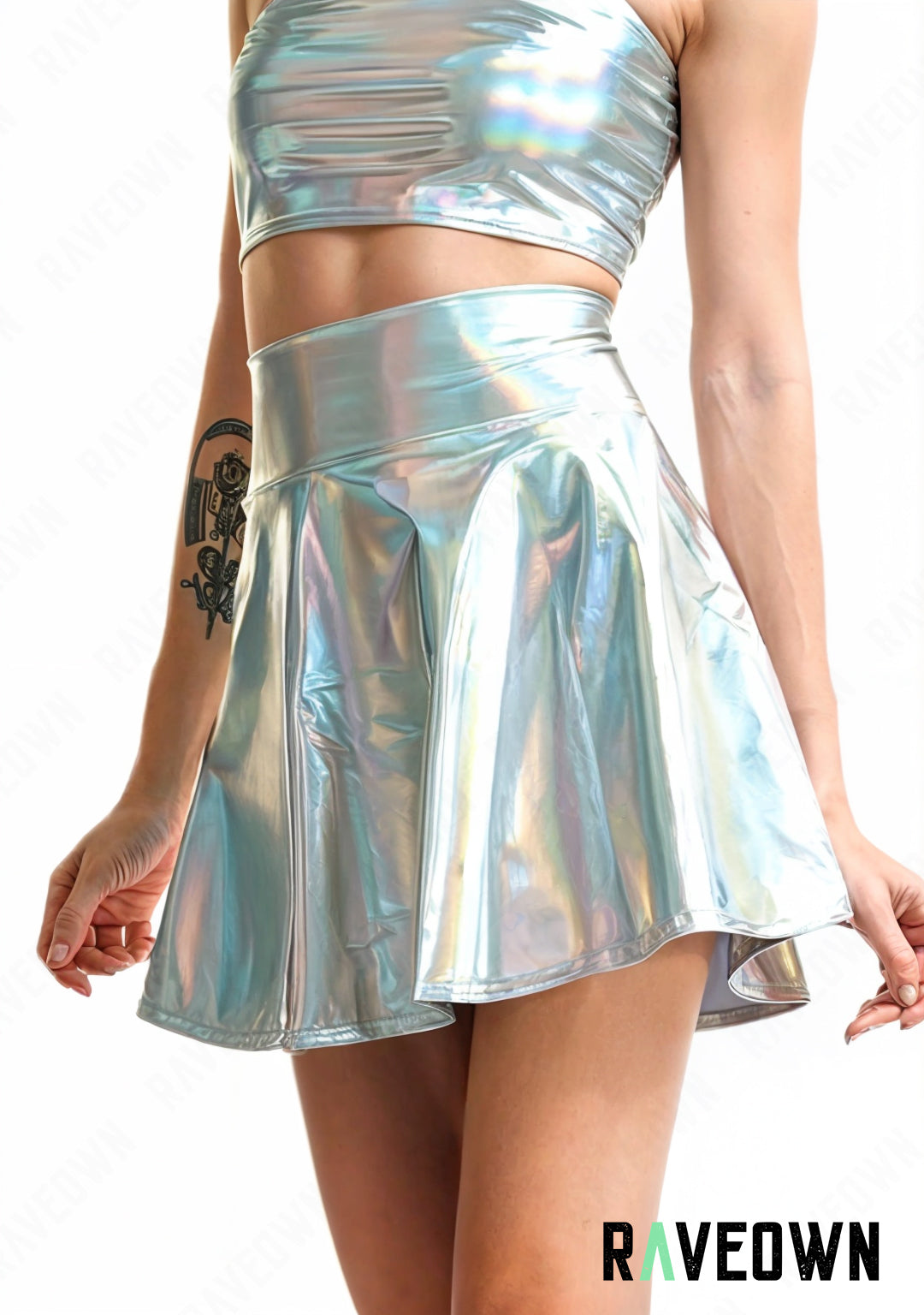 Ensemble Top Bandeau et Jupe | MOON SILVER Holo