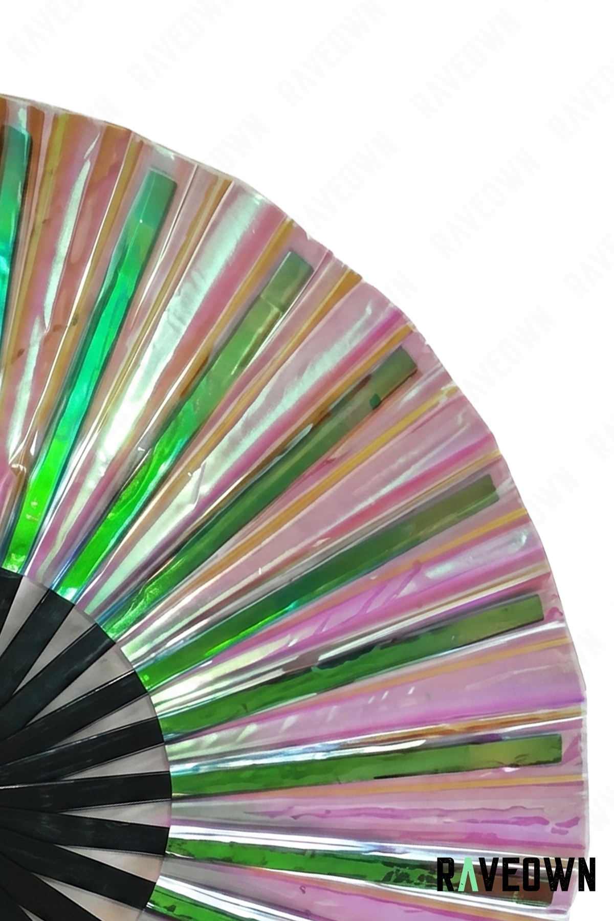 Éventail Rose Lilas & Vert Holographique