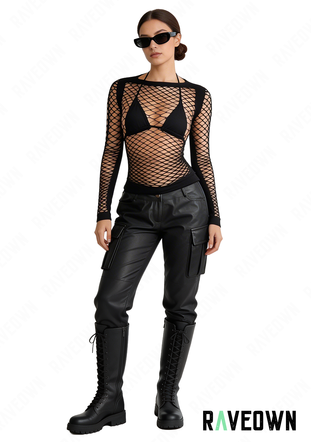 T shirt Femme en Résille Manches Longues | GoRave