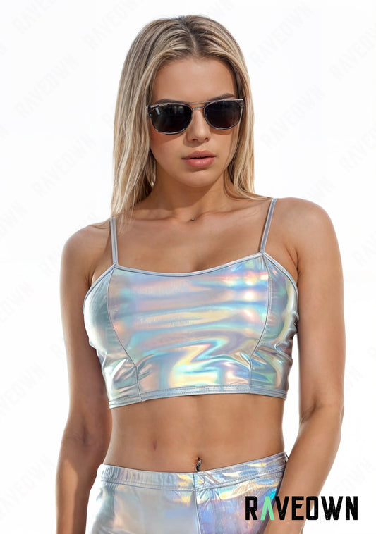 Crop Top à bretelles | MOON SILVER Holo