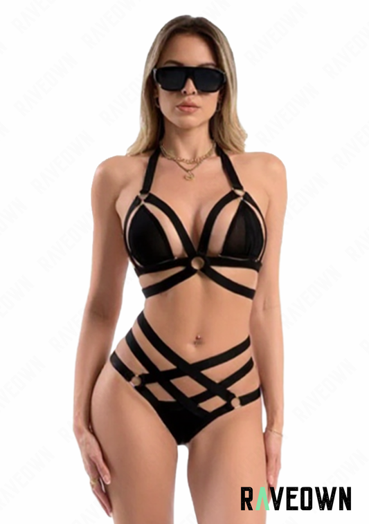 Ensemble Lingerie Noire Strap | GoRave