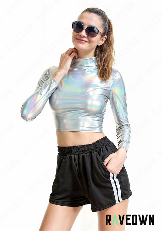 Crop Top Manches longues | MOON SILVER Holo