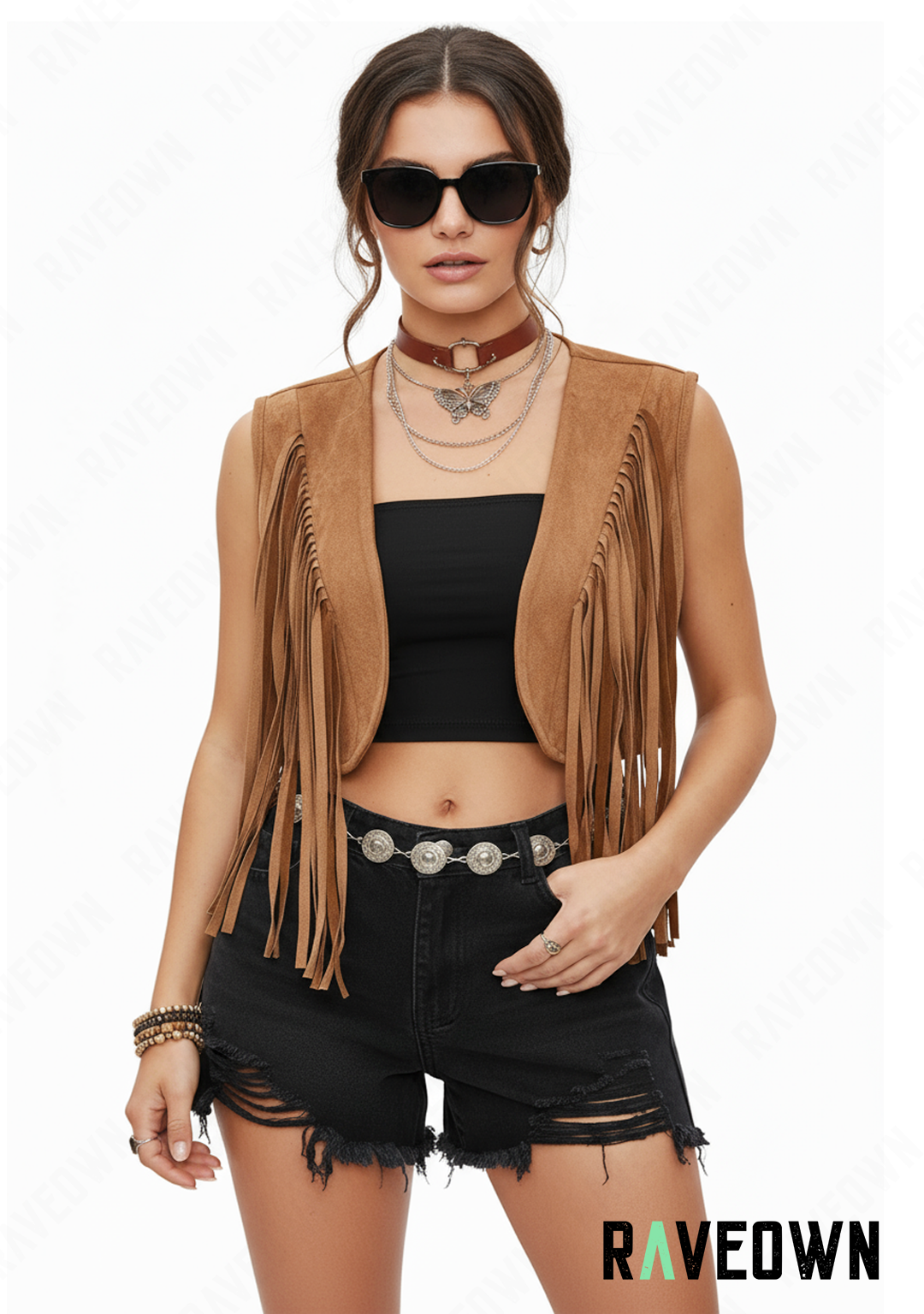 Gilet Sans Manche Daim Frange | BOHO Spirit