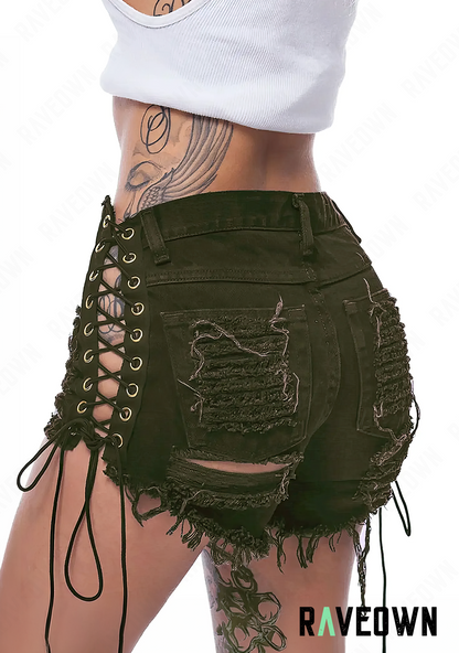 Short en Jean à Lacets | Rave Outfit
