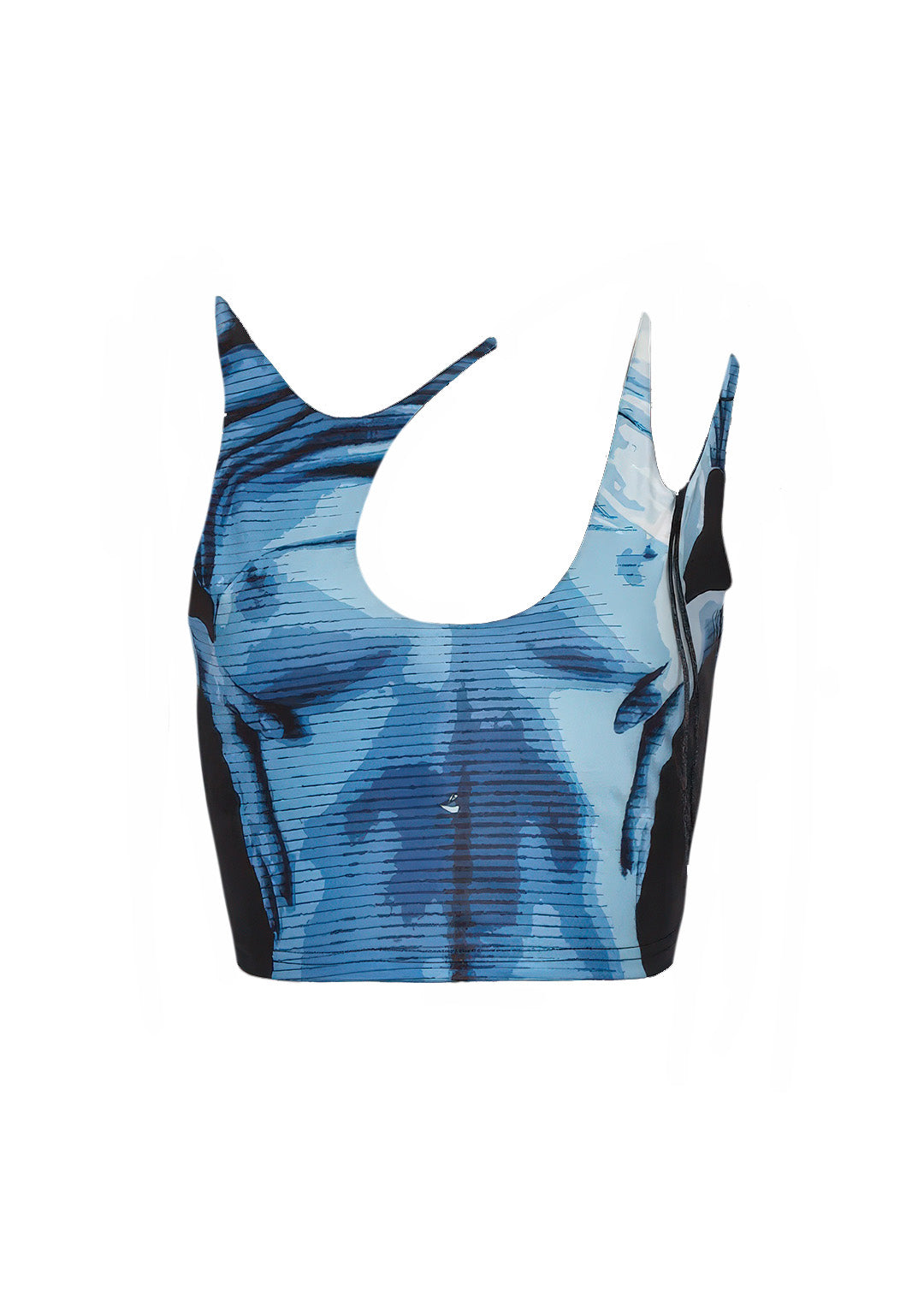Crop Top imprimé Hologramme Buste avec lacets | Abstract