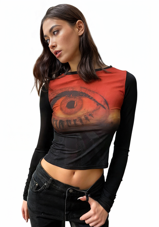 T-shirt Manches longues motif Yeux | Abstract