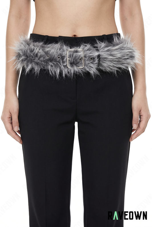 Ceinture Fausse Fourrure Grise et Blanche | Rave.In.Fur