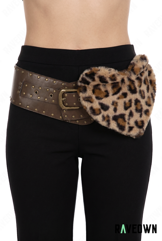 Ceinture Marron avec Coeur Léopard | Sauvage