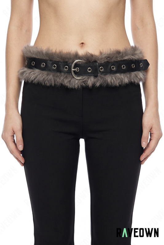 Ceinture Noire Fourrure à Trous | Rave.In.Fur