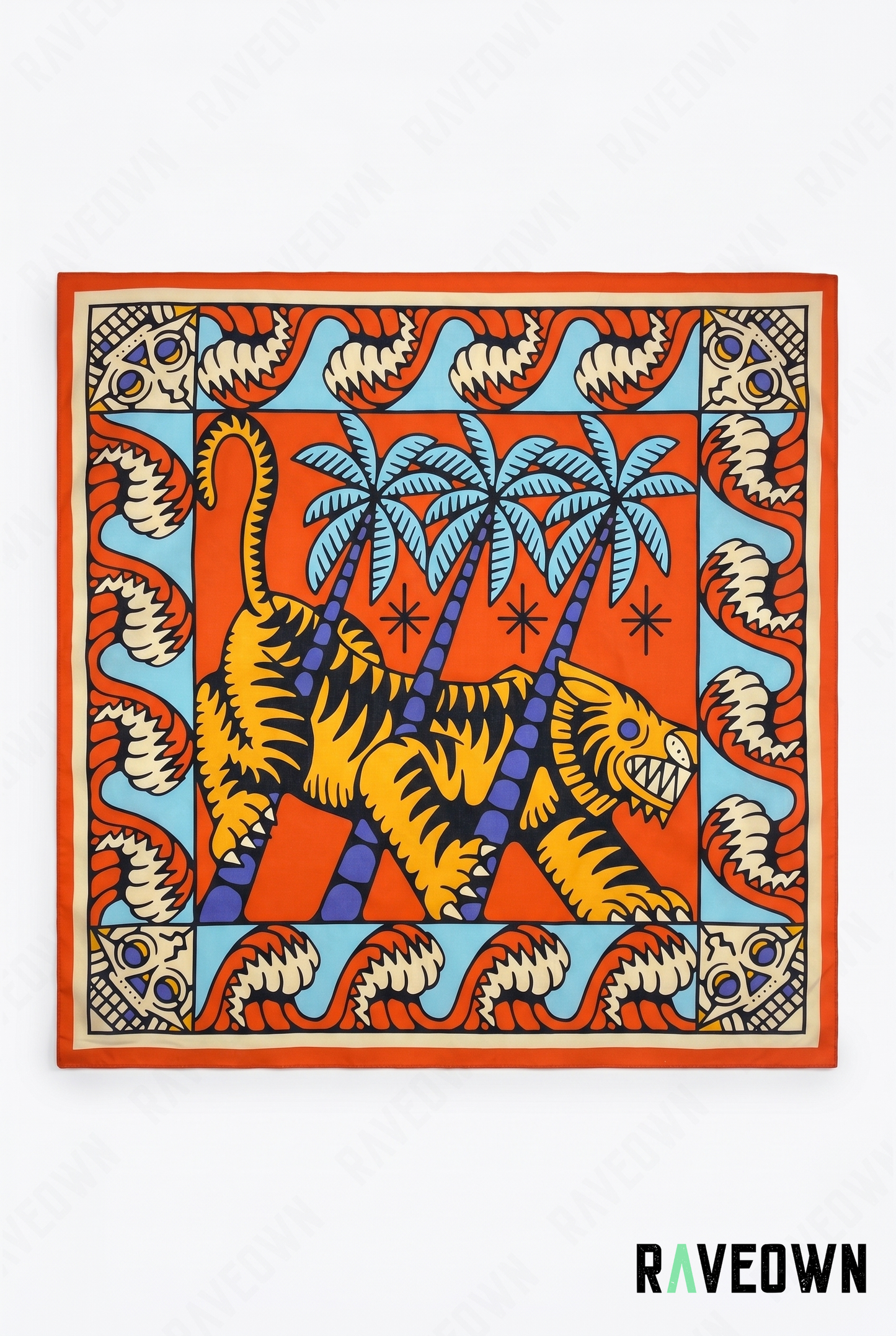 Foulard Bandana Femme – Tigres Palmiers Tropical | Solvaï