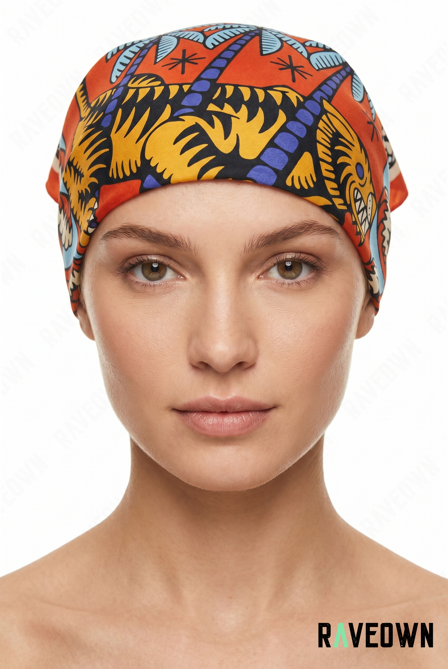 Foulard Bandana Femme – Tigres Palmiers Tropical | Solvaï