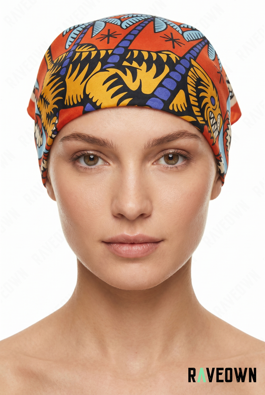 Foulard Bandana Femme – Tigres Palmiers Tropical | Solvaï