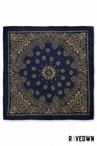 Foulard Bandana Noir – Paisley Classique | Terra Boho