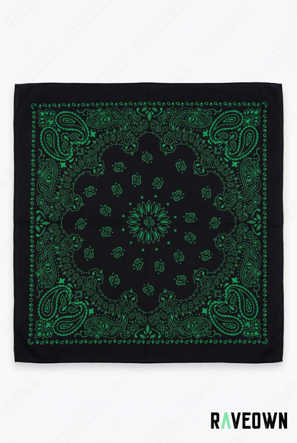 Foulard Bandana Noir – Paisley Classique | Terra Boho