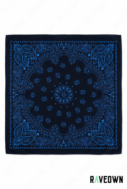 Foulard Bandana Noir – Paisley Classique | Terra Boho