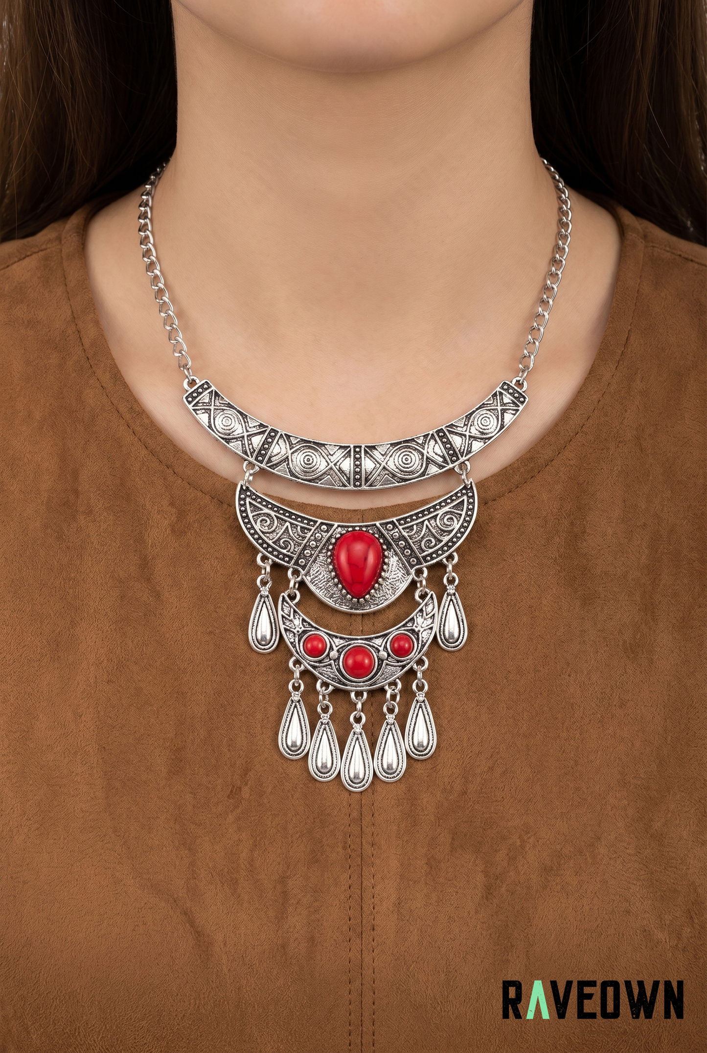 Collier Plastron Gouttes Argentées | RÆVEN
