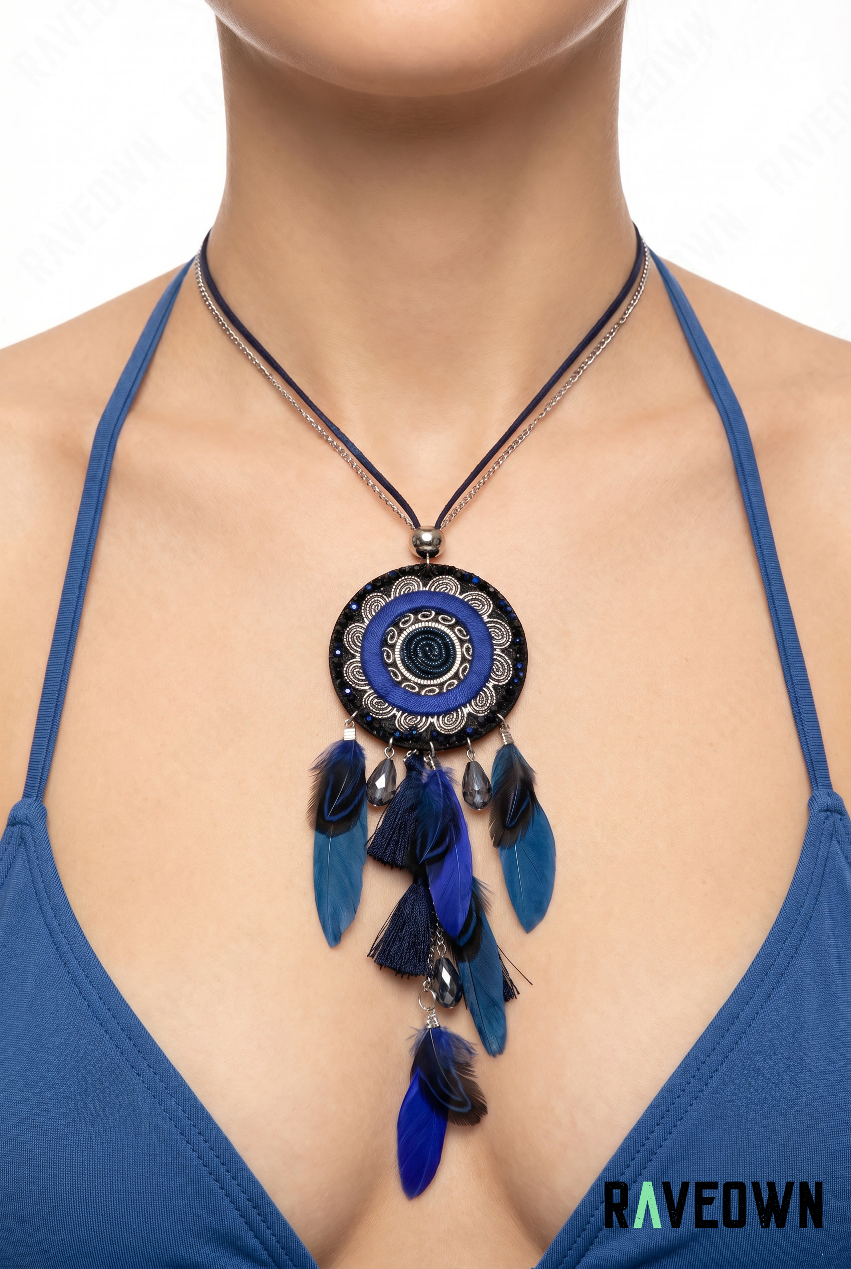 Collier Sautoir Attrape-rêves Plumes et Cristaux | Hippie Boho