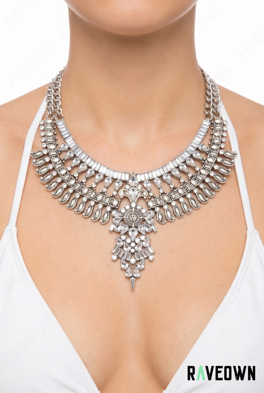 Collier plastron argenté | Hippie Boho