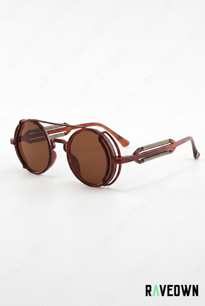 Lunettes De Soleil Rondes Steampunk Rétro | RÆVA