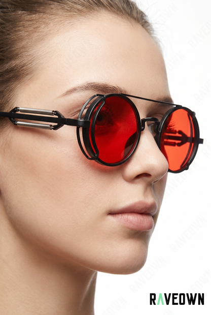 Lunettes De Soleil Rondes Steampunk Rétro | RÆVA