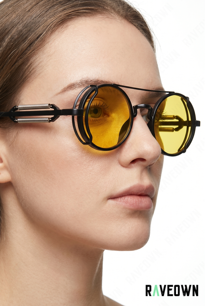Lunettes De Soleil Rondes Steampunk Rétro | RÆVA