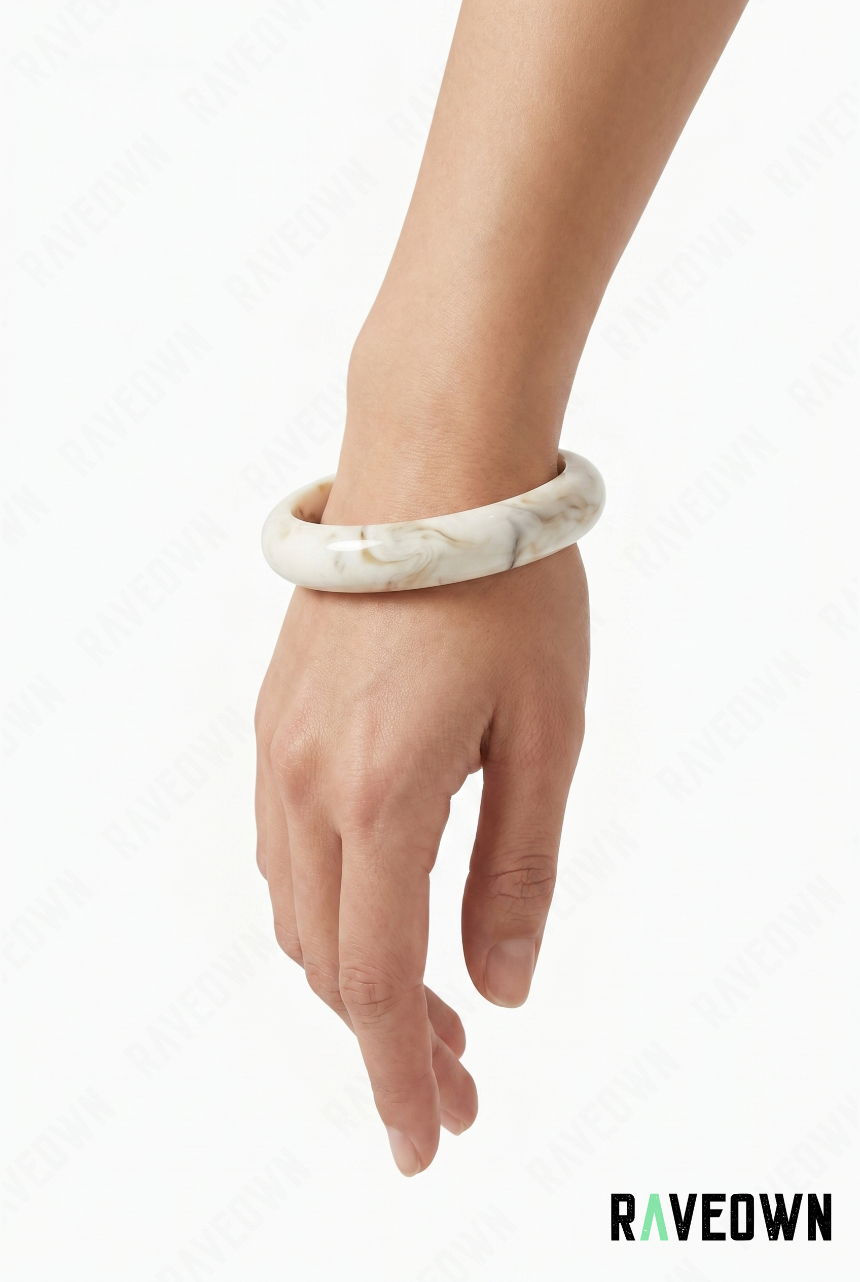 Bracelet Jonc Femme Blanc Marbré