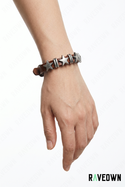 Bracelet Cuir Étoiles Rock | RÆVEN