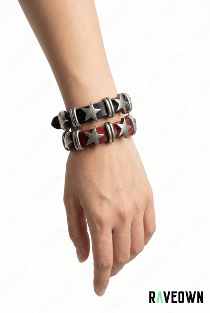Bracelet Cuir Étoiles Rock | RÆVEN