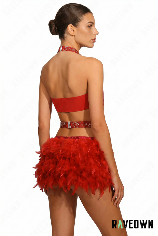 Ensemble Femme 1 Pièce – Plumes Strass | NØXX