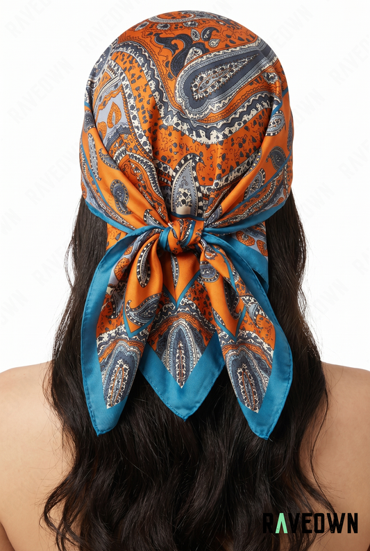 Foulard Carré Soie Femme Orange