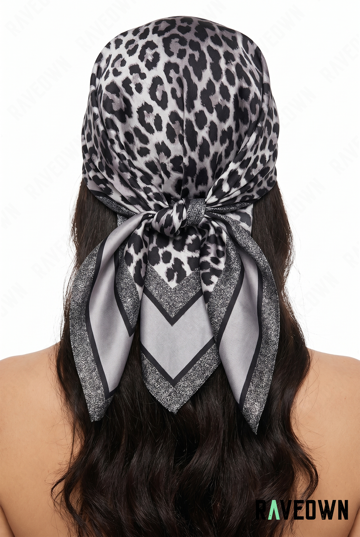 Grand Foulard Imprimé Léopard Noir