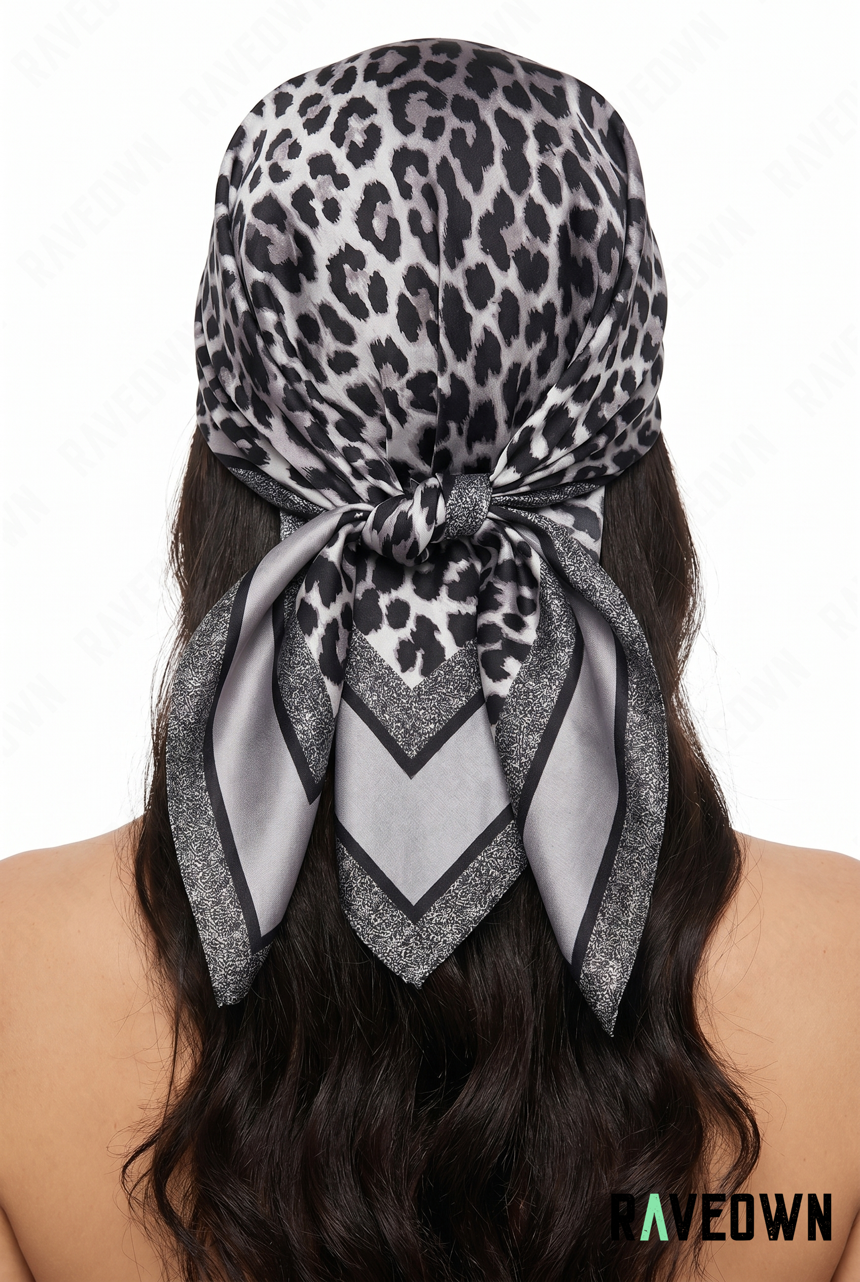 Grand Foulard Imprimé Léopard Noir