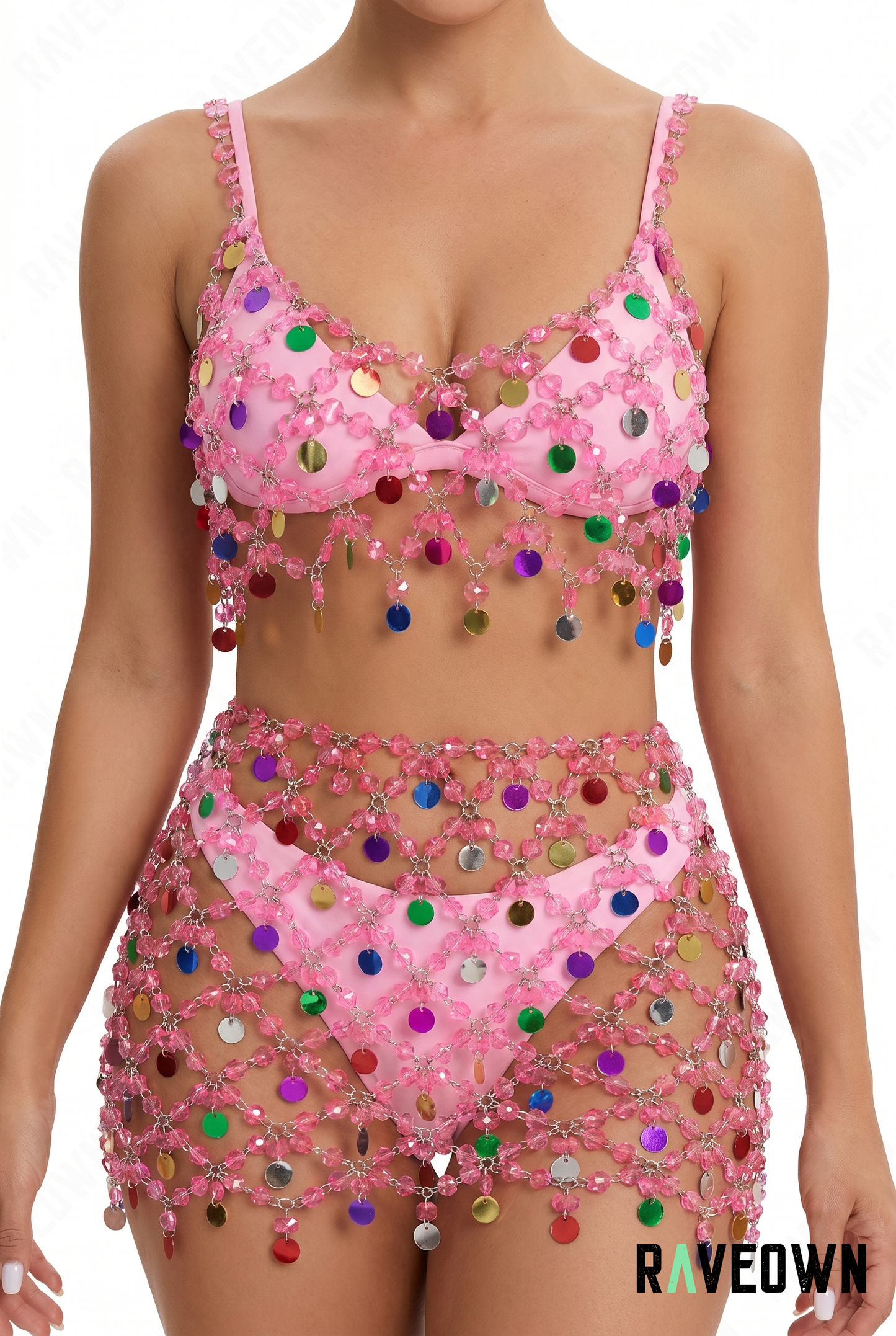 Ensemble Bralette Jupe Sequins à  Couleur | Solvaï