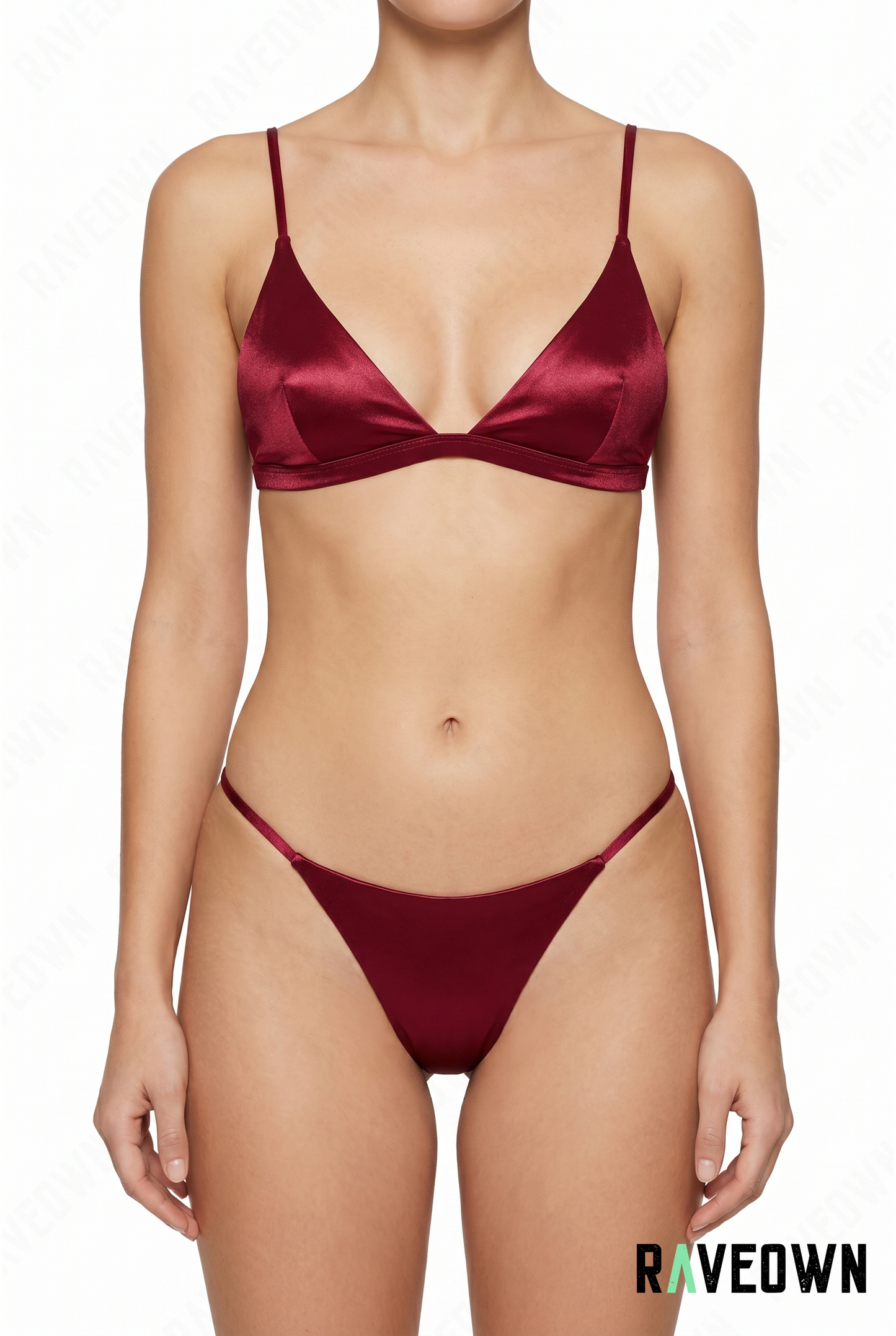 Bikini Femme – Triangle Satiné Rouge | Solvaï