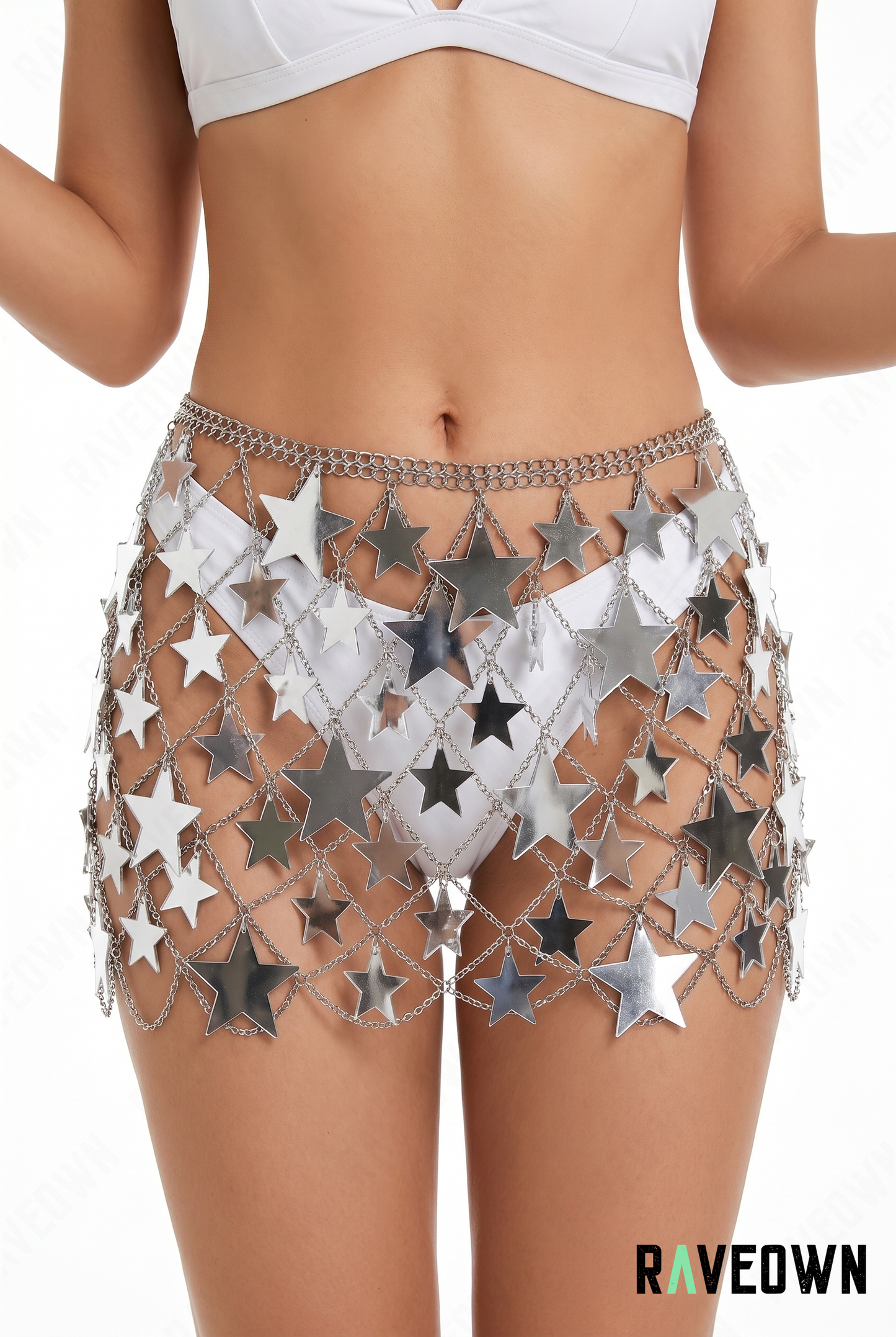 Mini Jupe Sequin Argenté - Étoiles | RÆVEN