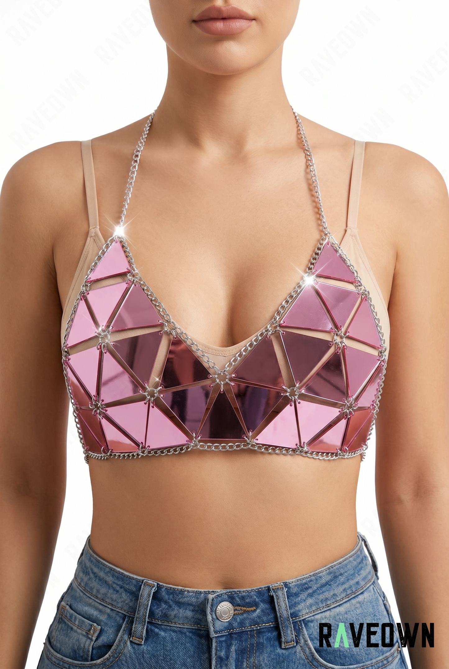 Bralette Sequins Miroir – Triangles Géométriques | NØXX