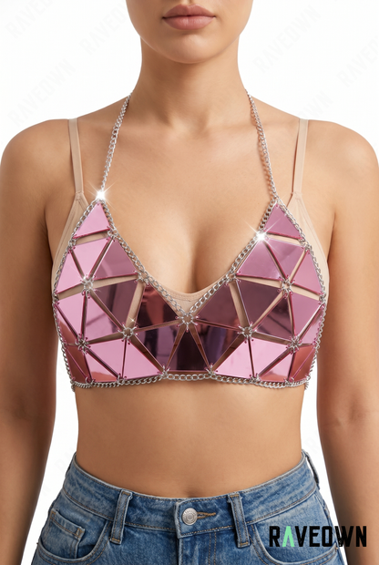 Bralette Sequins Miroir – Triangles Géométriques | NØXX