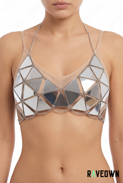 Bralette Sequins Miroir – Triangles Géométriques | NØXX