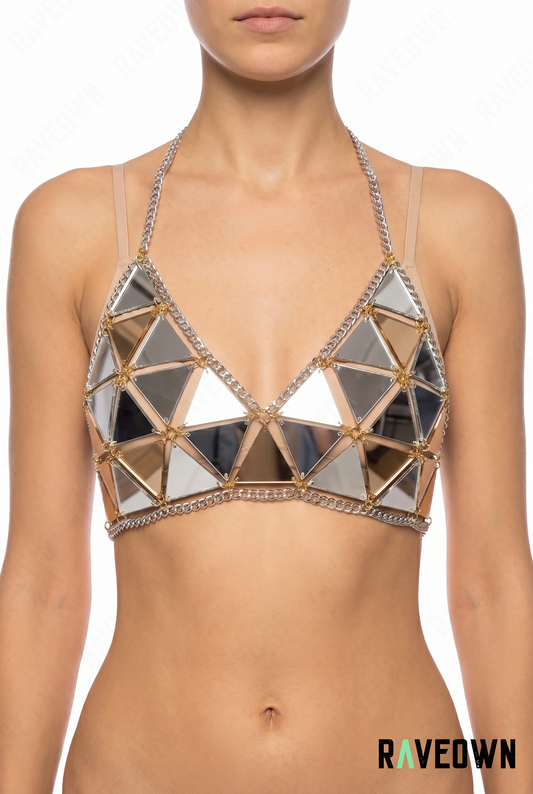Bralette Sequins Miroir – Triangles Géométriques | NØXX