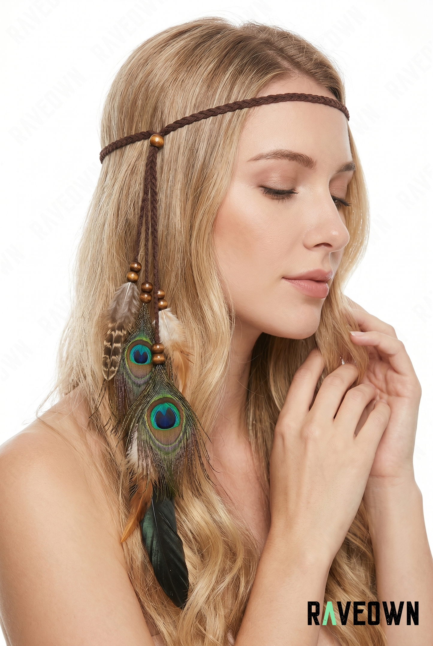 Accessoire Cheveux Hippie – Plumes Paon Dark | Nomadix
