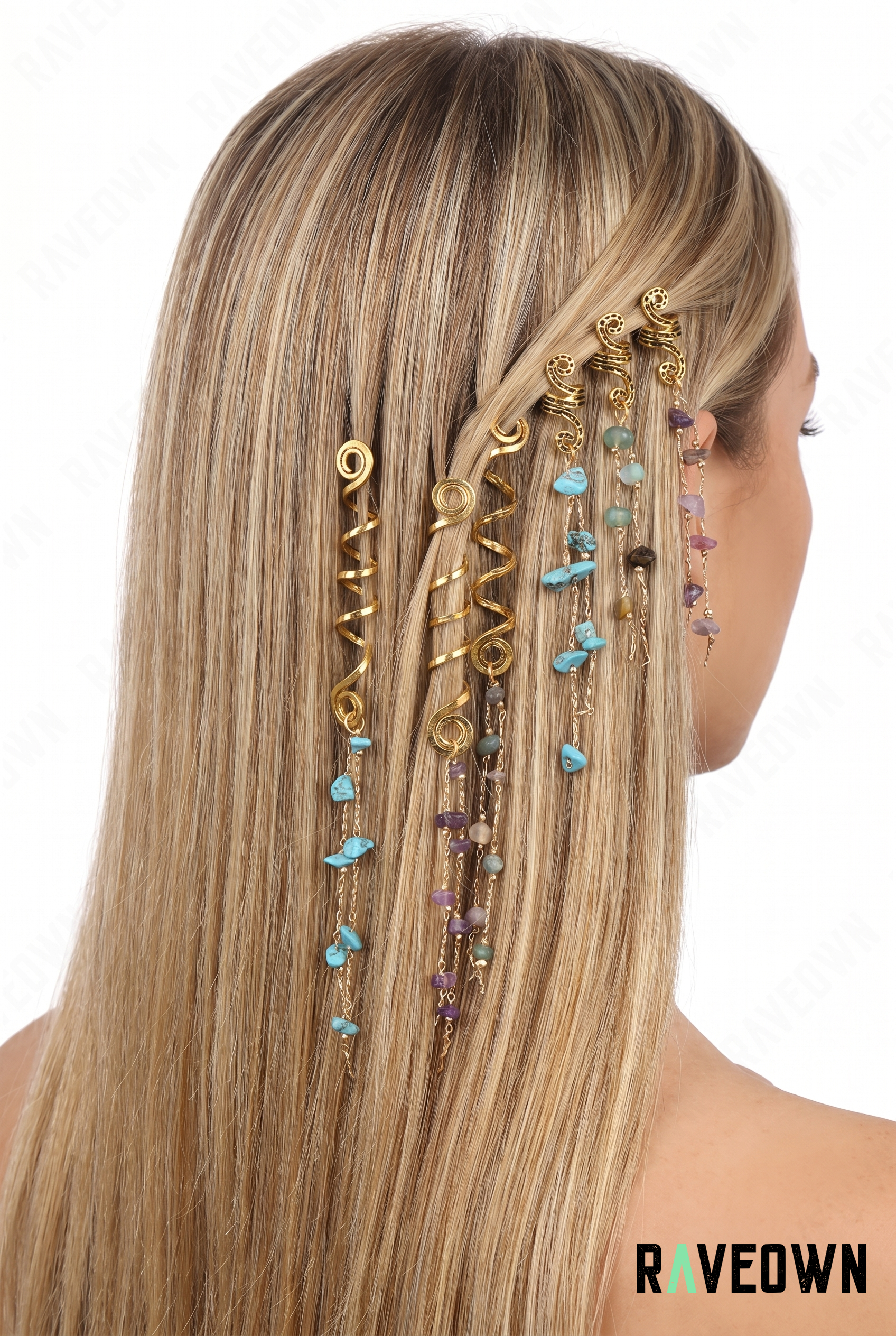 Accessoires Cheveux – Set 6p Spirales Pierres | Terra Boho