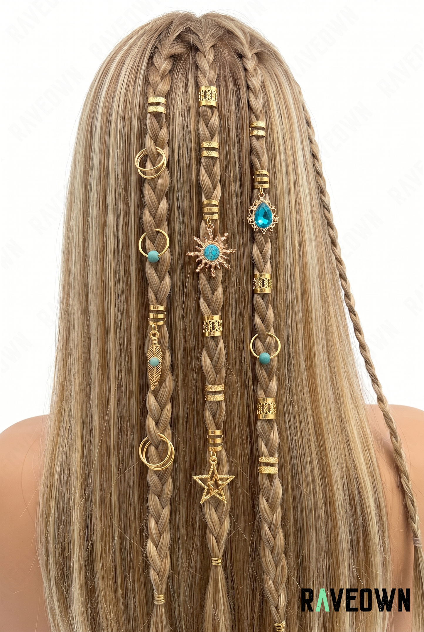 Bijou Cheveux Tresse – Set 46p Turquoise | Lunaï