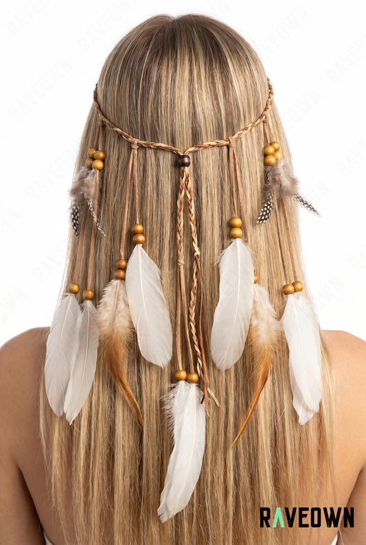 Plume Pour Cheveux – Headband Perles Bohème | Lunaï