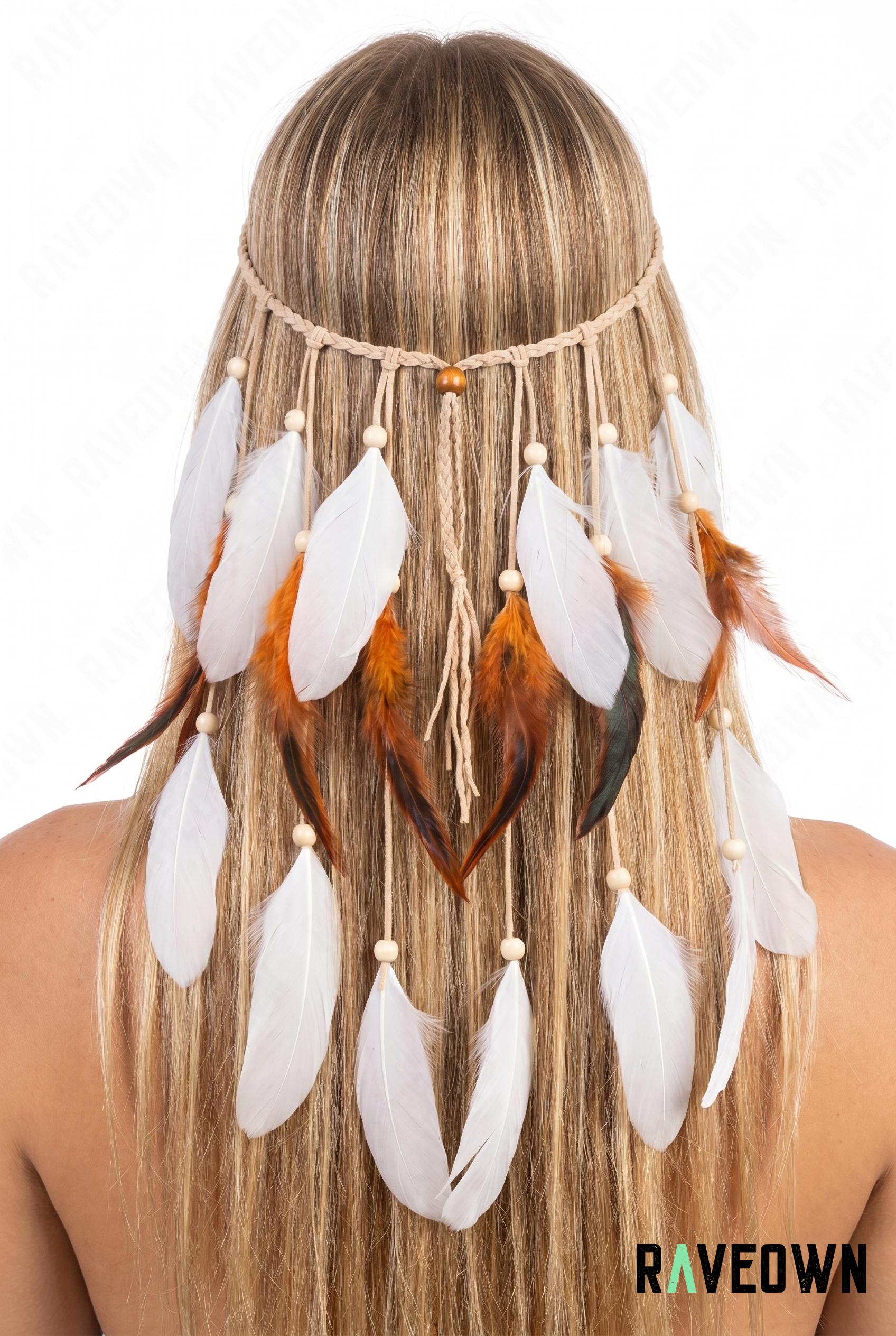 Plume Pour Cheveux – Orange et Blanc | Lunaï