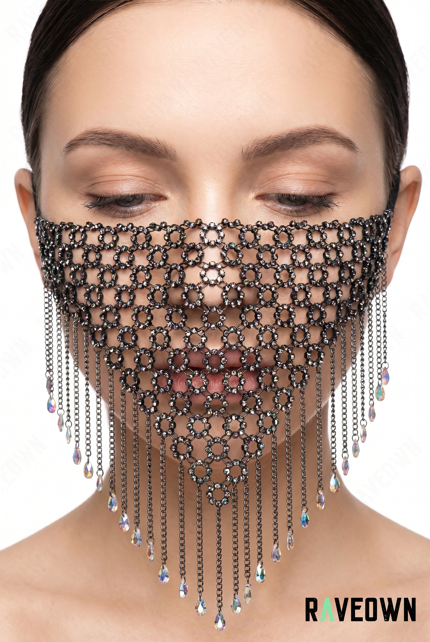 Bijou De Tête – Masque Filet Strass Franges | Nomadix