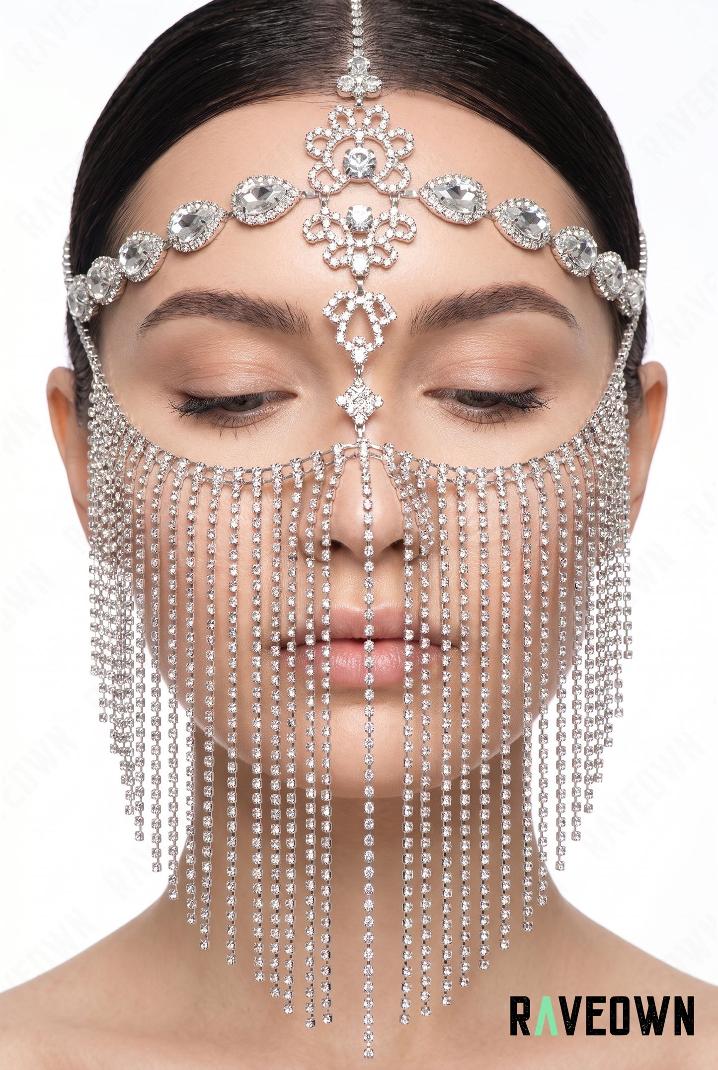 Bijou De Tête Mariage – Voile Strass Franges | Lunaï